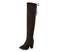 DREAM PAIRS Botas Mujer de Caña Larga por Encima de Rodillas Invierno de Tacon Alto con Cremallera y Cordones Mosqueteras con Forro Calido,Size 36,Marrón,HIGHLEG