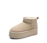 DREAM PAIRS Botas Nieve con Plataforma Mujer Botines de Invierno con Plantilla de Espuma Viscoelástica Suela Ligera y Antideslizante FuzzyClassic,Size 43,Arena,SDSB2427W