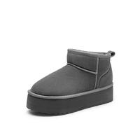 DREAM PAIRS Botas Nieve con Plataforma Mujer Botines de Invierno con Plantilla de Espuma Viscoelástica Suela Ligera y Antideslizante FuzzyClassic,Size 38.5,Gris,SDSB2427W
