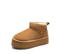 DREAM PAIRS Botas Nieve con Plataforma Mujer Botines de Invierno con Plantilla de Espuma Viscoelástica Suela Ligera y Antideslizante FuzzyClassic,Size 40.5,Castaña,SDSB2427W
