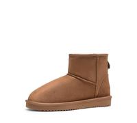 DREAM PAIRS Botas Nieve Mujer Invierno Botines Planos con Forro de Piel Sintética Botas de Suela Antideslizante FuzzyClassic I Botines DSB214-1,Size 38,Camello,DSB214-1