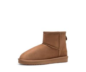 DREAM PAIRS Botas Nieve Mujer Invierno Botines Planos con Forro de Piel Sintética Botas de Suela Antideslizante FuzzyClassic I Botines DSB214-1,Size 43,Camello,DSB214-1