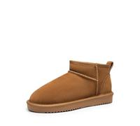 DREAM PAIRS Botas Nieve Plana Corta Mujer con Forro Calido Botines de Invierno con Suela Ligera y Antideslizante FuzzyClassic Mini Botas,Size 38.5,Castaña,SDSB2405W