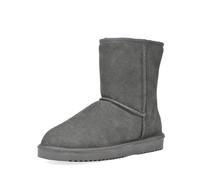 DREAM PAIRS Botas Nieve Plana de Media Caña Mujer Botines de Invierno con Suela Ligera y Antideslizante FuzzyClassic Bota,Size 44,Gris,Shorty_New