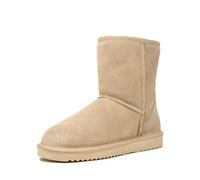 DREAM PAIRS Botas Nieve Plana de Media Caña Mujer Botines de Invierno con Suela Ligera y Antideslizante FuzzyClassic Bota,Size 39,Arena,Shorty_New