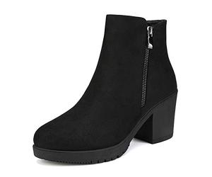 DREAM PAIRS Botines Chelsea Mujer Invierno de Tacon Ancho con Cremallera,Size 38,Negro Mate,Z0EY-2