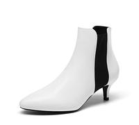 DREAM PAIRS Botines de Mujer Tacon on de Aguja Botas al Tobillo Invierno,Size 40,Blanco Negro,SDAB2213W-E