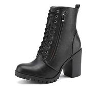DREAM PAIRS Botines de tacón grueso para mujer, Negro, 36.5 EU
