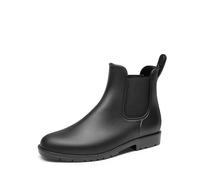 DREAM PAIRS Botines PVC de Agua Mujer Zapatos de Lluvia Impermeable Antideslizante Ligero con Etiqueta para Quedarse y Quitarse Facil,Size 36.5,Negro,SDRB2413W