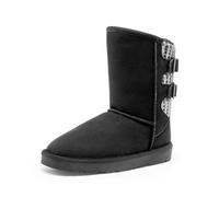 DREAM PAIRS Girls Boys Winter Boots Faux Fur Lined Mid Calf Kids Snow Tall Shoes FuzzyChic Kid's Buckle for Little Kid/Big Kid,Size 37.5,Gris/Negro,SWEATY-BUCKLE-K