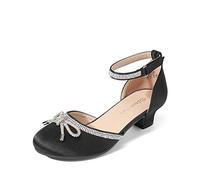DREAM PAIRS Kids Bailarinas Niña Zapatos de Vestir de Tacón Cómodos para Boda Fiesta Ballet Flats Chicas Princesa Brillante,Size 31,Negro,SDFL2318K