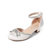DREAM PAIRS Kids Bailarinas Niña Zapatos de Vestir de Tacón Cómodos para Boda Fiesta Ballet Flats Chicas Princesa Brillante,Size 33.5,Blanco,SDFL2318K