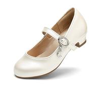 DREAM PAIRS Kids Bailarinas Niña Zapatos de Vestir de Tacón Cómodos para Fiesta Ballet Flats Chicas Princesa Brillante KFL219,Size 31,Marfil/PU,KFL219