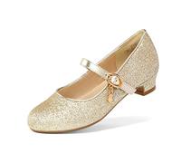 DREAM PAIRS Kids Bailarinas Niña Zapatos de Vestir de Tacón Cómodos para Fiesta Ballet Flats Chicas Princesa Brillante Oro KFL219-E Talla 31 (EUR)