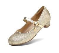 DREAM PAIRS Kids Bailarinas Niña Zapatos de Vestir de Tacón Cómodos para Fiesta Ballet Flats Chicas Princesa Brillante KFL219,Size 31,Oro,KFL219