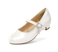 DREAM PAIRS Kids Bailarinas Niña Zapatos de Vestir de Tacón Cómodos para Fiesta Ballet Flats Chicas Princesa Brillante Marfil KFL219-E Talla 30 (EUR)
