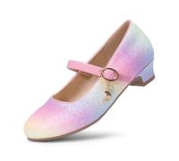DREAM PAIRS Kids Bailarinas Niña Zapatos de Vestir de Tacón Cómodos para Fiesta Ballet Flats Chicas Princesa Brillante KFL219,Size 35,Arcoíris,KFL219
