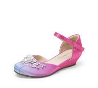 DREAM PAIRS Kids Bailarinas Niña Zapatos de Vestir de Tacón Cuña Cómodos para Fiesta Ballet Flats Chicas Princesa Brillante,Size 37.5,Azul/Rosa Fuerte,SDFL2414K