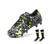 DREAM PAIRS Kids Botas de Fútbol Sala Niños Zapatos de Fútbol Transpirables Unisex Zapatillas de Entrenamiento Deportivas,Size 36,Negro/Verde Neón,SDSO2307K