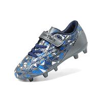 DREAM PAIRS Kids Botas de Fútbol Sala Niños Zapatos de Fútbol Transpirables Unisex Zapatillas de Entrenamiento Deportivas,Size 30,Gris Oscuro/Azul Real,SDSO2307K