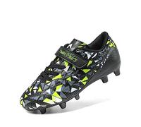 DREAM PAIRS Kids Botas de Fútbol Sala Niños Zapatos de Fútbol Transpirables Unisex Zapatillas de Entrenamiento Deportivas,Size 28,Negro/Verde Neón,SDSO2307K