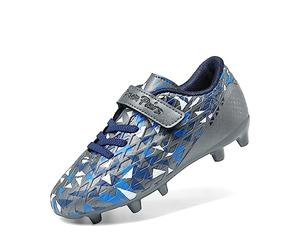 DREAM PAIRS Kids Botas de Fútbol Sala Niños Zapatos de Fútbol Transpirables Unisex Zapatillas de Entrenamiento Deportivas,Size 30,Gris Oscuro/Azul Real,SDSO2307K