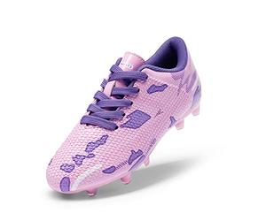 DREAM PAIRS Kids Botas de Fútbol Sala Niños Zapatos de Fútbol Transpirables Unisex Zapatillas de Entrenamiento Deportivas para Exteriores,Size 36,Rosado Morado,SDSO2301K