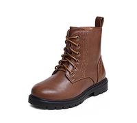DREAM PAIRS KIDS Botas de Nieve Invierno Niñas Niños Moda con Cremallera Suela Antideslizante KBO211,Size 35,Marrón/Pu,KBO211
