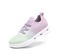 DREAM PAIRS Kids Zapatillas para Niñas y Niños sin Cordones Bambas Deportivas para Running Tela Transpirables Slip On,Size 35,Púrpura/Verde Menta,SDFS2317K