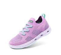 DREAM PAIRS Kids Zapatillas para Niñas y Niños sin Cordones Bambas Deportivas para Running Tela Transpirables Slip On,Size 33.5,Púrpura/Verde,SDFS2317K