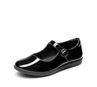 DREAM PAIRS Kids Zapatos Colegiales para Niña Merceditas Bailarinas Mary Jane Zapatos de Fiesta Cumpleaños Zapatos de Vestir Antideslizante Negro/Charol/PU KFL217 Talla 37.5EU/5US