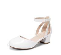 DREAM PAIRS Kids Zapatos de Vestir de Tacón Cómodos Bailarinas Niña para Fiesta Ballet Flats Chicas Princesa Brillante,Size 37.5,Blanco,KKUMPU2501