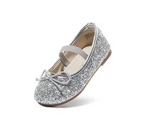 DREAM PAIRS Kids Zapatos de Vestir para Niña Mary Jane Bailarina Plana para Fiesta Cumpleaños Actuación Boda,Size 31,Plata,Belle_01-1
