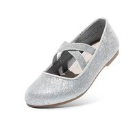 DREAM PAIRS Kids Zapatos Niña Vestir Planos Bailarina Niña Mary Jane Princesa Party Escolares Colegiales Plata ANGIE-2-NEW-E Talla 35