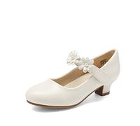 DREAM PAIRS Mary Jane Strap Zapatos Planos Bailarinas Princesa Zapatos Escolares,Size 31,Marfil,SDFL2317K