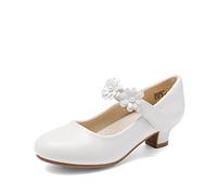 DREAM PAIRS Mary Jane Strap Zapatos Planos Bailarinas Princesa Zapatos Escolares,Size 35,Blanco,SDFL2317K