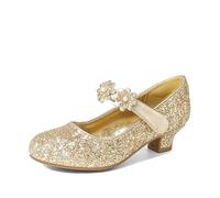 DREAM PAIRS Mary Jane Strap Zapatos Planos Bailarinas Princesa Zapatos Escolares,Size 35,Oro-Brillo,SDFL2317K
