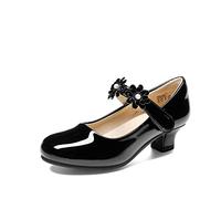 DREAM PAIRS Mary Jane Strap Zapatos Planos Bailarinas Princesa Zapatos Escolares,Size 37.5,Negro,SDFL2317K