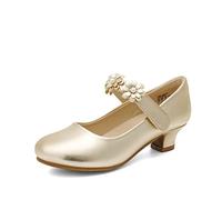 DREAM PAIRS Mary Jane Strap Zapatos Planos Bailarinas Princesa Zapatos Escolares,Size 37.5,Oro,SDFL2317K