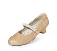 DREAM PAIRS Mary Jane Strap Zapatos Planos Bailarinas Princesa Zapatos pada Boda,Size 28.5,Oro-Brillo,SDFL2403K