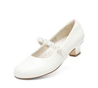 DREAM PAIRS Mary Jane Strap Zapatos Planos Bailarinas Princesa Zapatos pada Boda,Size 31,Blanco-Pat,SDFL2403K