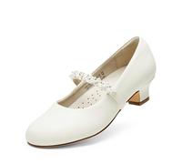 DREAM PAIRS Mary Jane Strap Zapatos Planos Bailarinas Princesa Zapatos pada Boda,Size 37.5,Marfil/PU,SDFL2403K