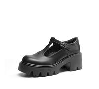 DREAM PAIRS Mary Jane Tacón Mujer,Negro-PU,40