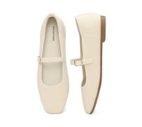 DREAM PAIRS Mary Jane - Zapatos planos tipo ballet para mujer, cómodos zapatos de punto con punta cuadrada y hebilla ajustable, soporte de arco plegable transpirable para el trabajo, la oficina y los