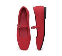 DREAM PAIRS Mary Jane - Zapatos planos tipo ballet para mujer, cómodos zapatos de punto con punta cuadrada y hebilla ajustable, soporte de arco plegable transpirable para el trabajo, la oficina y los
