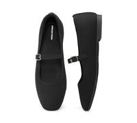 DREAM PAIRS Mary Jane - Zapatos planos tipo ballet para mujer, cómodos zapatos de punto con punta cuadrada y hebilla ajustable, soporte de arco plegable transpirable para el trabajo, la oficina y los