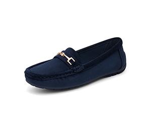 DREAM PAIRS Mocasines Casual de Mujer Plano Loafers Cómodos Primavera Verano Otoño,Size 36,Azul-Ante,SDLS2205W-NEW-E