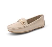 DREAM PAIRS Mocasines Casual de Mujer Plano Loafers Cómodos Primavera Verano Otoño,Size 38,Caqui-Ante,SDLS2205W-NEW-E