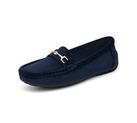 DREAM PAIRS Mocasines Casual de Mujer Plano Loafers Cómodos Primavera Verano Otoño,Size 40,Azul-Ante,SDLS2205W-NEW-E