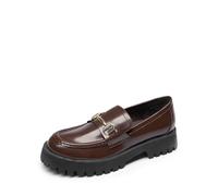 DREAM PAIRS Mocasines de plataforma gruesa para mujer, sin cordones, informales, elegantes, de negocios, con soporte de arco, Marrón, 36 EU